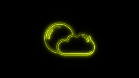 Cloudy Outline Icon in HD Video Neon Animation  Weather and Forecast Symbol Stock Footage 304375116