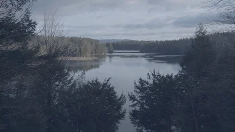 Cloudy Overcast Lake Time Lapse Stock Footage