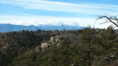 Cloudy Pikes Peak with Cliff Stock Footage 20475709