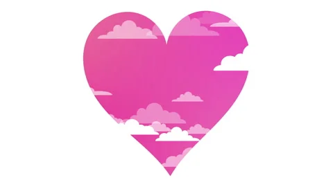 Cloudy Pink Heart Frame Stock Footage 262611333