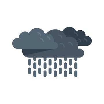 Cloudy rain icon flat vector. Cold fog Stock Illustration