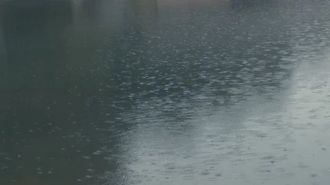 Cloudy Rainfall on Lake Stock Footage 138715578