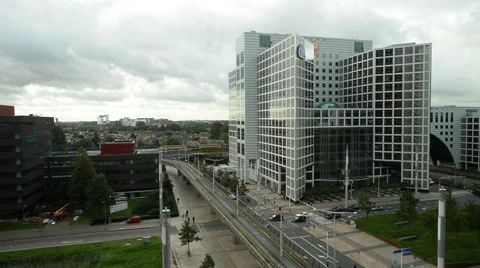 Cloudy / Rainy Day in Downtown Den Hague  - The Hague Netherlands Stock Footage 59924830