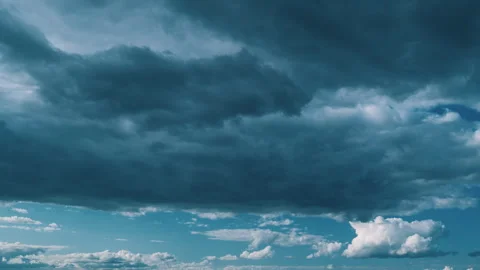 Cloudy Rainy Heavy Grey Dramatic Clouds Moving In Heaven. B-Roll Scene Of Black Stock Footage 262998476