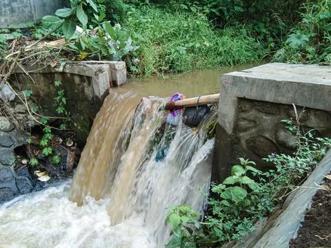 Cloudy river Stock Photos