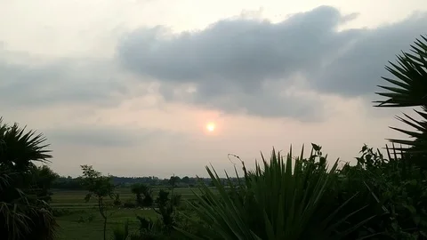 Cloudy Rural Sunset Landscape Stock Footage 127084551