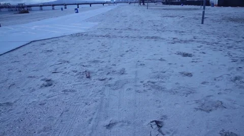 Cloudy Sandy Beach Stock Footage 45335512