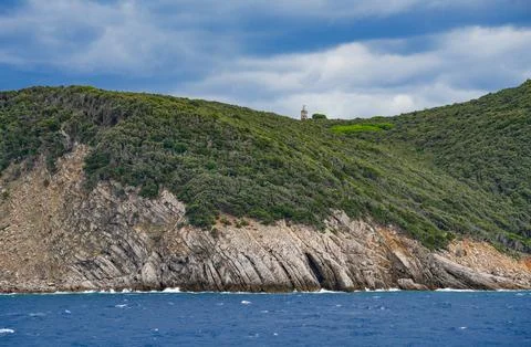 Cloudy scenic summer landscape near Elba Island Stock Photos