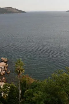 Cloudy seashore without sunlight Stock-Fotos