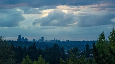 Cloudy Seattle Skyline. Stock Footage 95007045