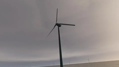 Cloudy shot of Anholt Offshore Wind Farm in Kattegat. Denmark Stock Footage 270150191