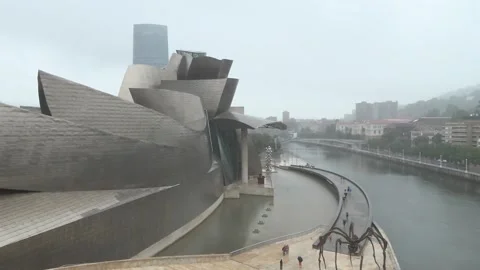 Cloudy skies, rain expected in Spain's Basque Country as temperatures fall, Bilb Vídeos de archivo 341478766