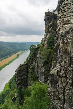 Cloudy sky above the Elbe river at Bastai Park in Sachsen, Gemany Stock Photos