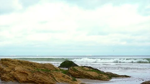 Cloudy sky above the sea coast time lapse. Stock Footage 83857932