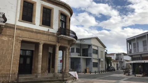 Cloudy Sky Above Towns Old Square. Kaimakli, Cyprus Stock Footage 90953914