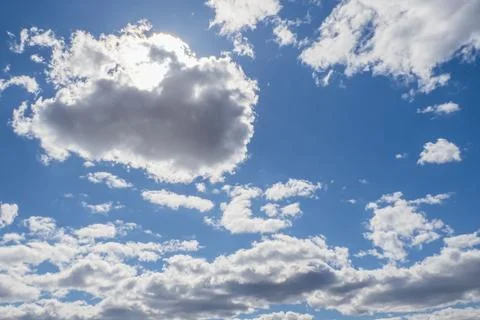 Cloudy sky. The airspace. Clouds in the blue sky. Spirituality Stock Photos