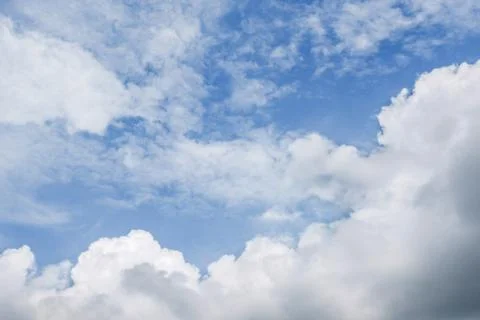 Cloudy sky and blue clear sky clouds background Stock Photos