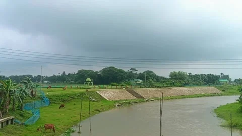 Cloudy Sky and River Water Waves in Natural Bangladesh River Landscape, pure nat 動画素材 316065906