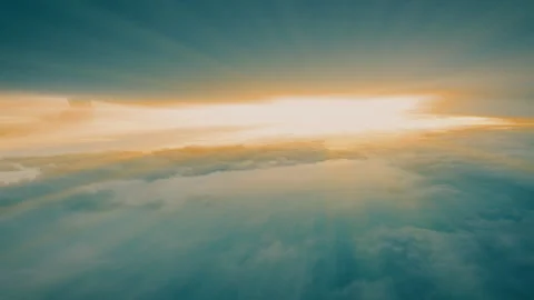 The cloudy sky and the sunset light shine Stock Footage 217365782