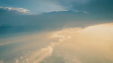 The cloudy sky and the sunset light shine Stock Footage 217365794