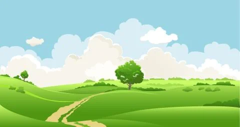 Cloudy sky and a tree Stock Illustration