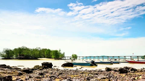 Cloudy sky at beach timelpased Stock Footage 32325065