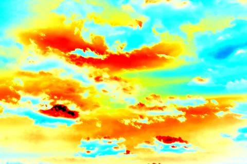 Cloudy sky, changed color scale, light bright colorful background Stock Photos
