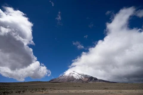 Cloudy sky with Chimborazo vulcano Stock Photos