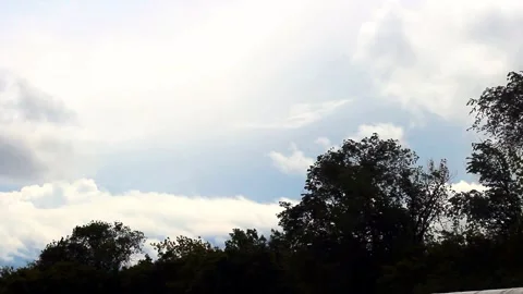 Cloudy sky on a cloudy day with trees in the foreground. Stock Footage 130727723