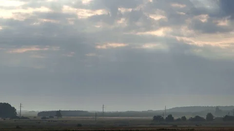 Cloudy Sky With Crepuscular Rays Stock Footage 86399741