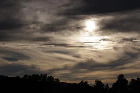 Cloudy Sky at Dusk Stock Photos