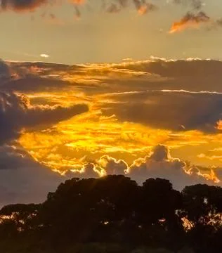 A cloudy sky at the end of the day with various shades of light, particularly Foto stock