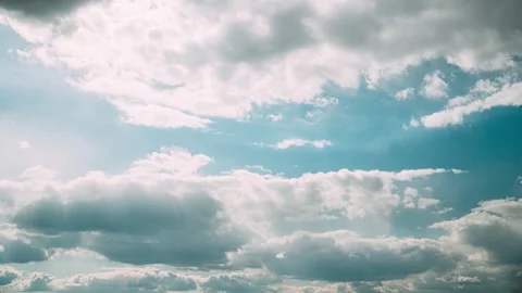 Cloudy Sky With Fluffy Clouds. Natural Background. 4K, Time Lapse, Timelapse, T Stock Footage 341128151