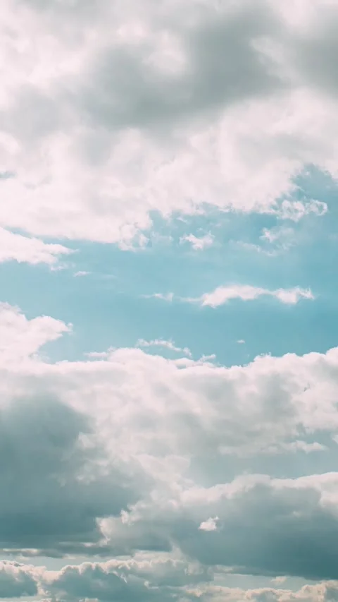Cloudy Sky With Fluffy Clouds. Natural Background. 4K, Time Lapse, Timelapse Stock Footage 341360896