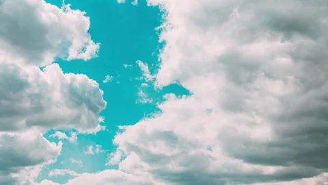 Cloudy Sky With Fluffy Clouds. Natural Background. 4K, Time Lapse, Timelapse Stock Footage 341378767