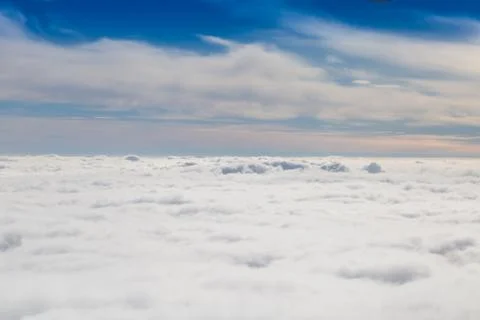 Cloudy sky with horizon, aerial photography. Stock Photos