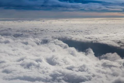 Cloudy sky with horizon, aerial photography. Stock Photos