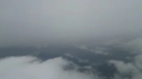 Cloudy sky with layers of fog and mist over ocean water, atmospheric view Video stock 342312013