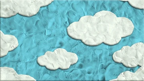 Cloudy Sky Made of Clay in Stop Motion Stock Footage 94136087