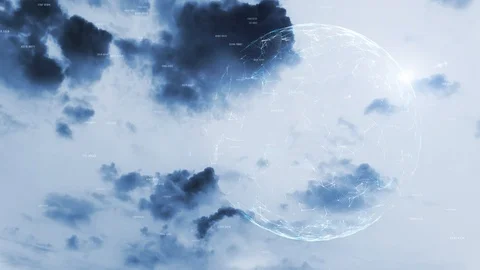 Cloudy sky motion with digital globe network Stock Footage 99700611