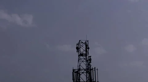 Cloudy sky with network tower Stock Footage 50778784