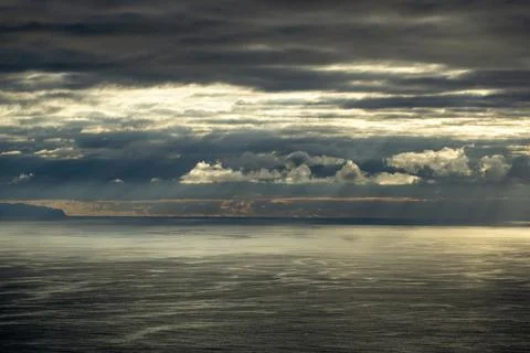 Cloudy sky over the Atlantic Ocean near the Azores, Portugal Stock Photos