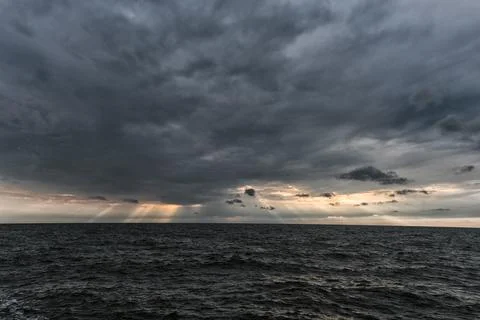 Cloudy Sky over the Baltic Sea in Latvia. Europe. Beautiful Evening Sunligh.. Stock Photos