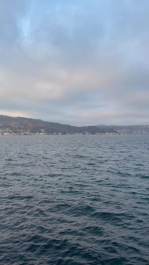 Cloudy Sky over the Bosphorus Strait in Tarabya Istanbul (4K) Stock Footage 329306334