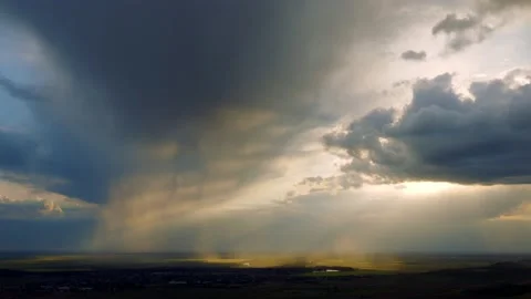 Cloudy sky over the fields in summer - Dobrogea, Romania Stock Footage 137714491