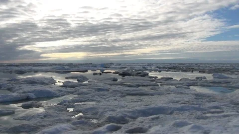 Cloudy sky over the ice floe, North Pole Stock Footage 104853920