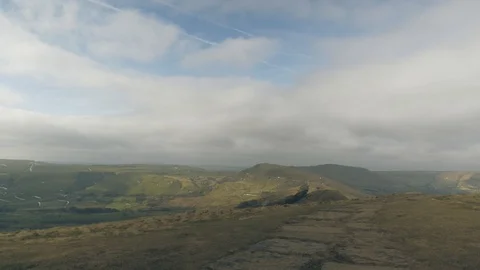 Cloudy sky over Mam Tor, Peak District, UK Stock-Footage 87602022