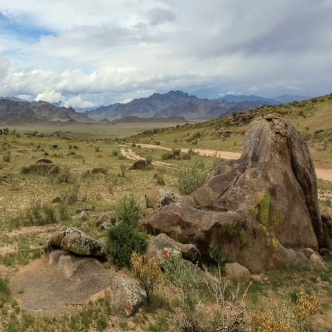 Cloudy sky over the Mongolian Altai, Mongolia. Full HD. Stock Footage