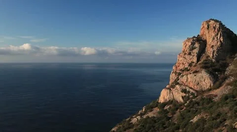 Cloudy sky over the mountains and the sea. Balaklava, Crimea, Ukraine Stock Footage 21468495