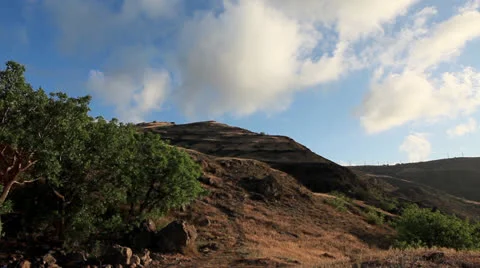Cloudy sky over the mountains and the sea. Mountain Meganom, Crimea, Ukraine Stock Footage 24508620